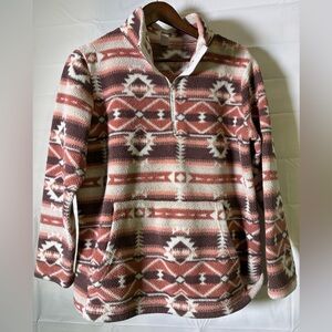 Chicyea Aztec Patterned Fleece Quarter Zip Pullover